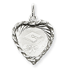 Sterling Silver 3/4in Graduation Cap & Diploma Heart Charm