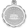 Happy Birthday Cake Disc Charm Sterling Silver