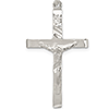 Sterling Silver 1 1/8in Diamond-cut Crucifix
