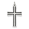 Sterling Silver 7/8in Enameled Cross Pendant
