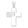 Sterling Silver Cross Pendant with Grooved Arm 7/8in