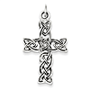 Sterling Silver 1 1/4in Antiqued Celtic Cross
