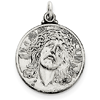 Sterling Silver 7/8in Round Face of Jesus Medal