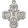 Sterling Silver 1in Antiqued Four Way Medal