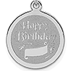 Sterling Silver Happy Birthday Round Charm with Ribbon