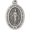 Sterling Silver Oval Miraculous Medal 5/8in