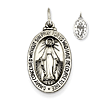 Sterling Silver Oval Miraculous Medal 7/8in