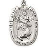 Sterling Silver 1in Antiqued Oblong St. Christopher Medal