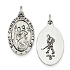 Sterling Silver 7/8in St. Christopher Hockey Medal