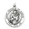 Sterling Silver 3/4in Round St. Francis of Assisi Medal