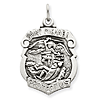 Sterling Silver Diamond-cut St. Michael Badge Medal 15/16in