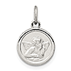 Sterling Silver 3/8in Round Angel Medal Charm