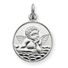 Sterling Silver 1/2in Guardian Angel Medal