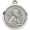 Sterling Silver 3/4in Italian Angel Medal