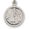Sterling Silver 3/8in Round Antiqued Baptism Medal
