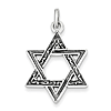 Sterling Silver 7/8in Antiqued Star of David Pendant