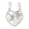5/8in Best Friends Break-apart Heart - Sterling Silver