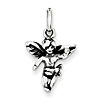 Sterling Silver 1/2in 3-D Antiqued Angel Charm