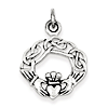 Sterling Silver 3/4in Antiqued Claddagh Pendant