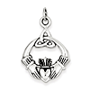 Sterling Silver 15/16in Antiqued Claddagh Pendant