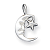 Sterling Silver 1/2in Moon with Star Charm