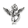 Sterling Silver 1in Antiqued Dragon Charm with Hidden Bail