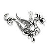 Sterling Silver 1in Antiqued Flying Dragon Charm