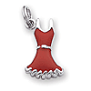 Sterling Silver Enameled Red Dress Charm