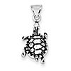 Sterling Silver 11/16in Antiqued Walking Turtle Charm