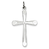 Sterling Silver Tapered Cross Pendant with Sloped Tips 1 1/4in