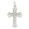 Sterling Silver 7/8in Budded Filigree Cross Charm