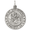 Sterling Silver Classic Round St. Christopher Medal 3/4in