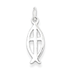 Ichthus with Cross Charm 9/16in - Sterling Silver