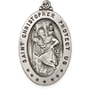 Sterling Silver Engravable St. Christopher Medal 1 1/8in