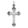 Sterling Silver 1in Antiqued Budded Cross Pendant