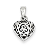 Antique Puff Heart Pendant 3/8in - Sterling Silver