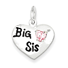 Sterling Silver Big Sis CZ Heart Charm