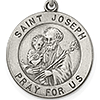Sterling Silver 11/16in Round St. Joseph Medal