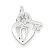 Sterling Silver Heart and Key Charm 5/8in