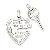 Heart and Key Charms 7/8in - Sterling Silver