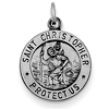 Sterling Silver 9/16in Antiqued St. Christopher Charm