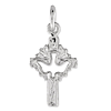 5/8in Cross with Dove Charm - Sterling Silver