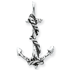 Sterling Silver 3D Antiqued Anchor and Rope Pendant
