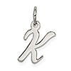 Sterling Silver Small Script Initial K Charm