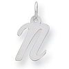 Sterling Silver Small Script Initial N Charm