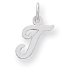 Sterling Silver Small Script Initial T Charm