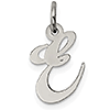 3/8in Fancy Script E Charm - Sterling Silver