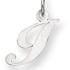 Sterling Silver Small Fancy Script Initial I Charm