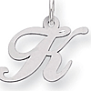 Sterling Silver Small Fancy Script Initial K Charm