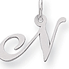 Sterling Silver Small Fancy Script Initial N Charm